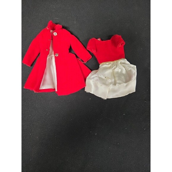 Barbie SKIPPER Red Velvet Coat‎ #1906 Silk n Fancy Dress #1902 Accessories 1963 - Picture 1 of 5